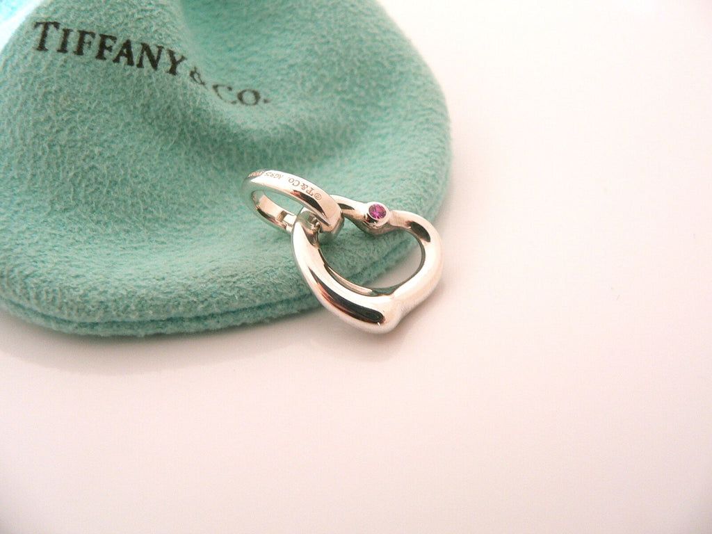1024x768 Tiffany & Co Silver Peretti Pink Sapphire Heart Charm Clasp 4 Necklace Bracelet