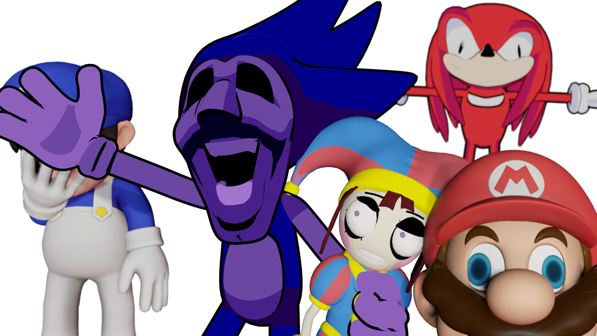1920x1080 SMG4 Glitch Sonic Blender MARIO IN THE AMAZING DIGITAL CIRCUS.AND KNUCKLES