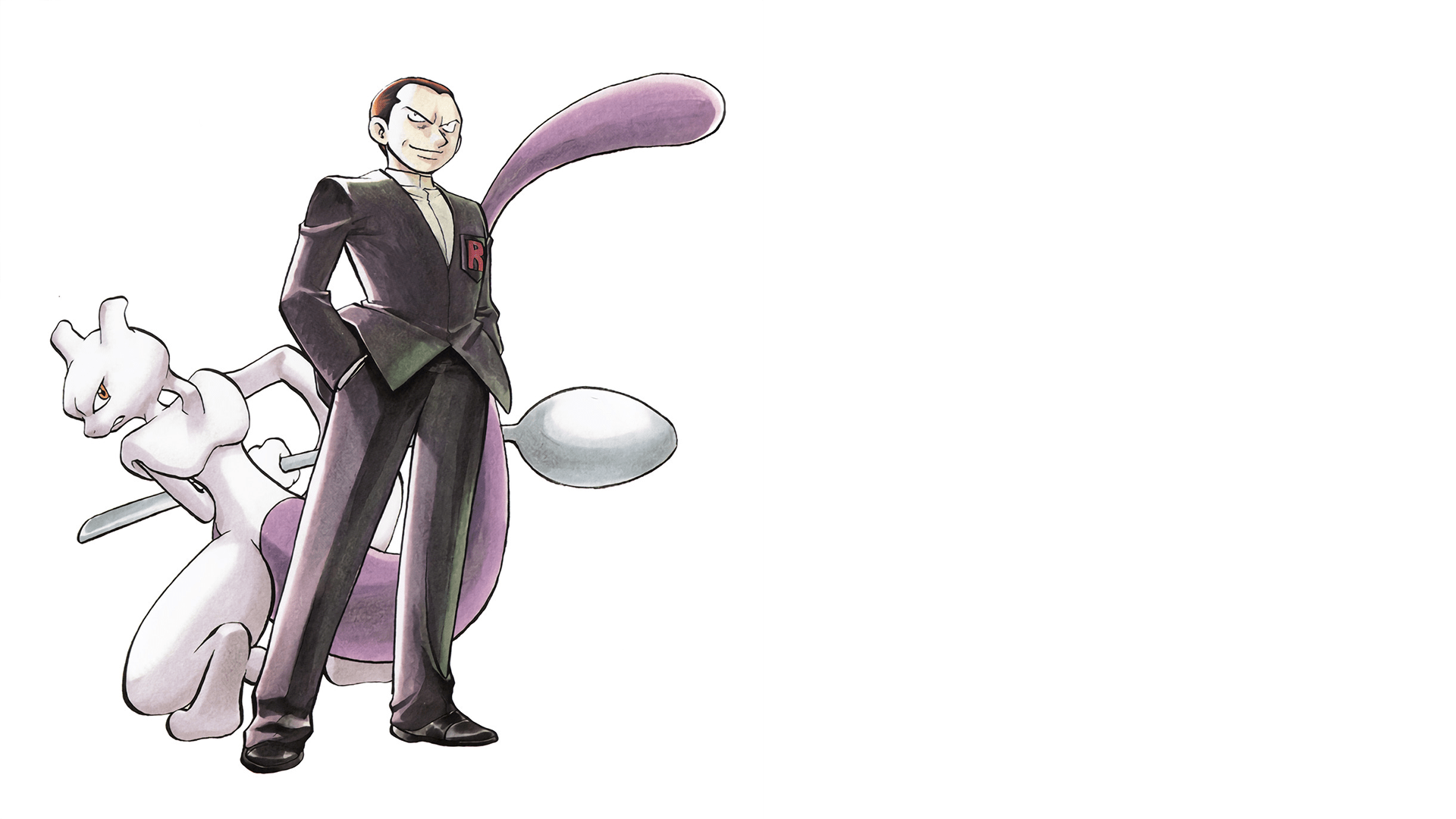 1920x1080 Pokémon, Giovanni, Mewtwo, simple background, Team Rocket HD Wallpaper