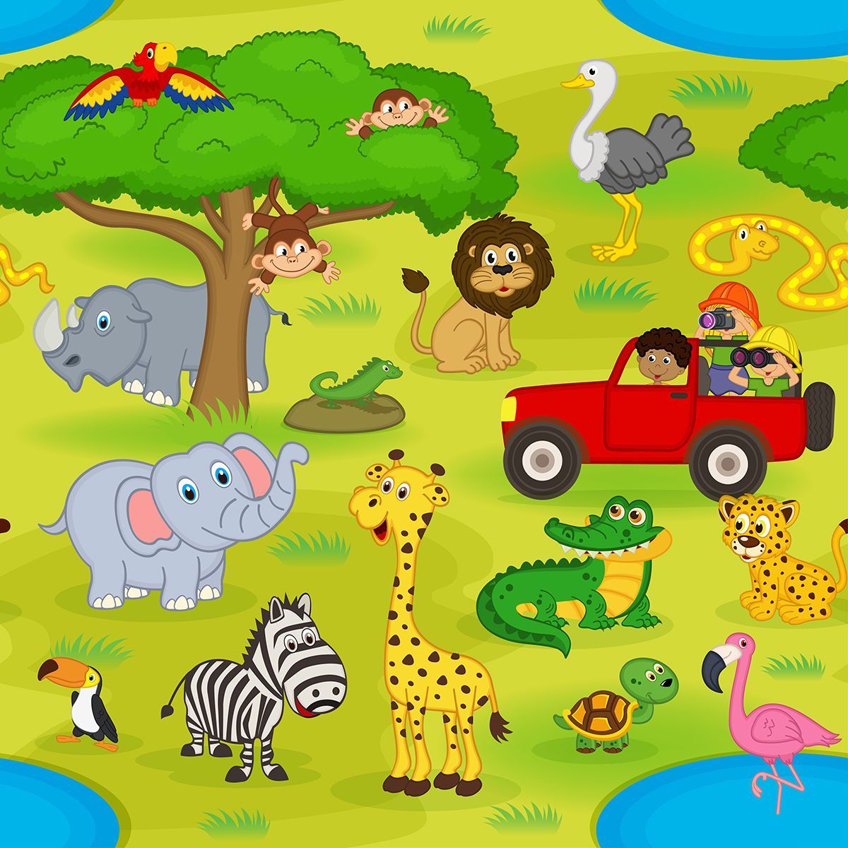 1200x1200 Kids Room Wallpaper, A cartoon of animals in a field Decor ®