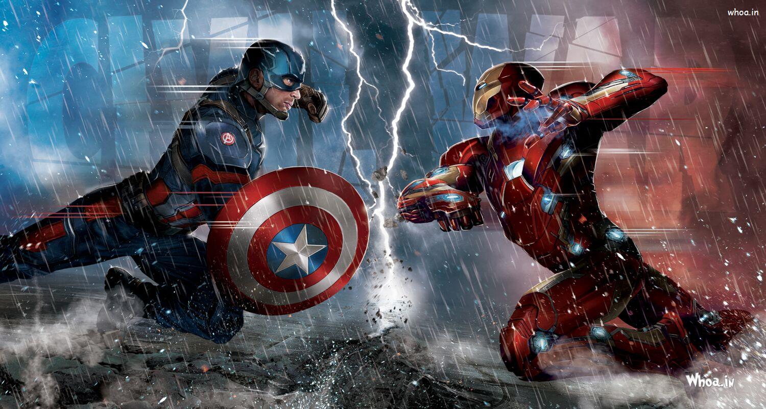 1500x801 Captain America With Iron Man Fight In Captain America:Civil War Image