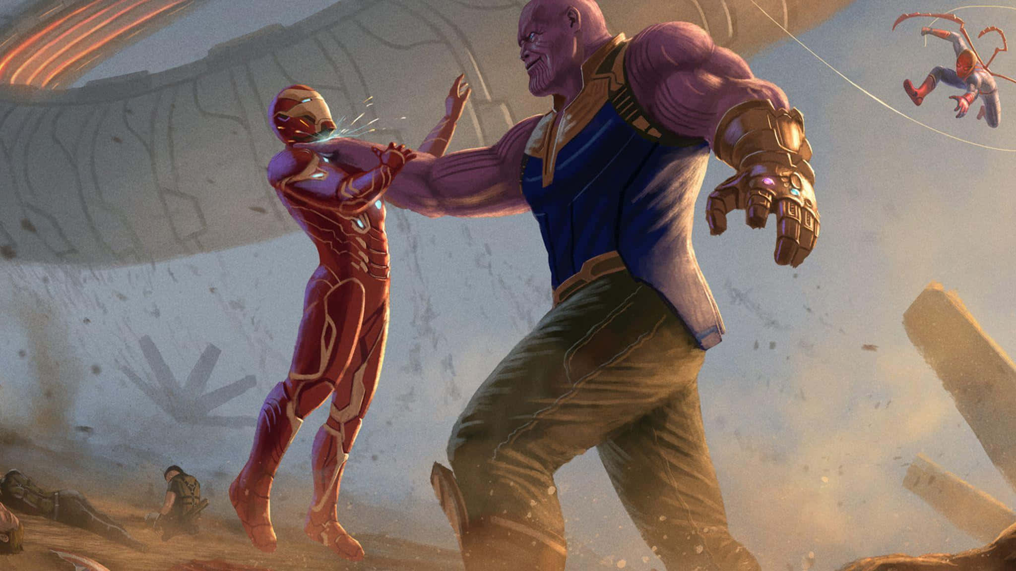 2048x1152 Iron Man And Thanos Wallpaper