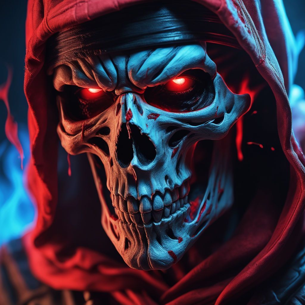 1024x1024 3D image depicting the Grim Reaper with An angry