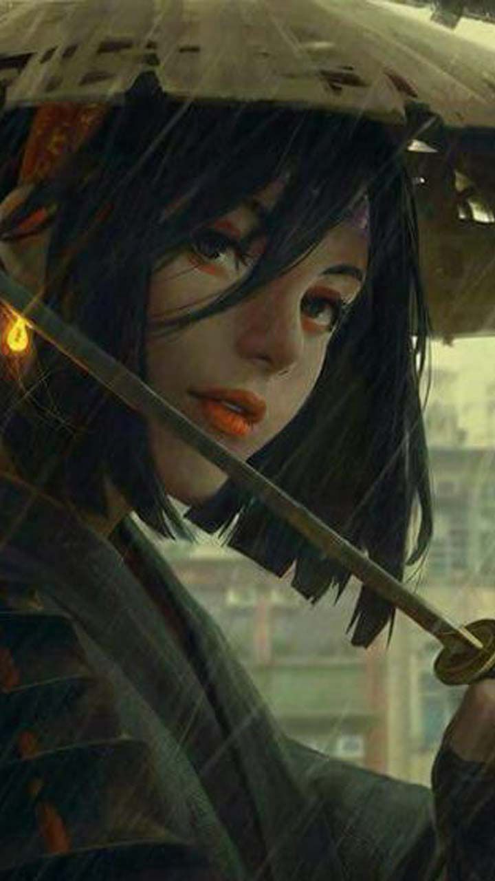 720x1280 Beautiful Samurai Girl Wallpaper