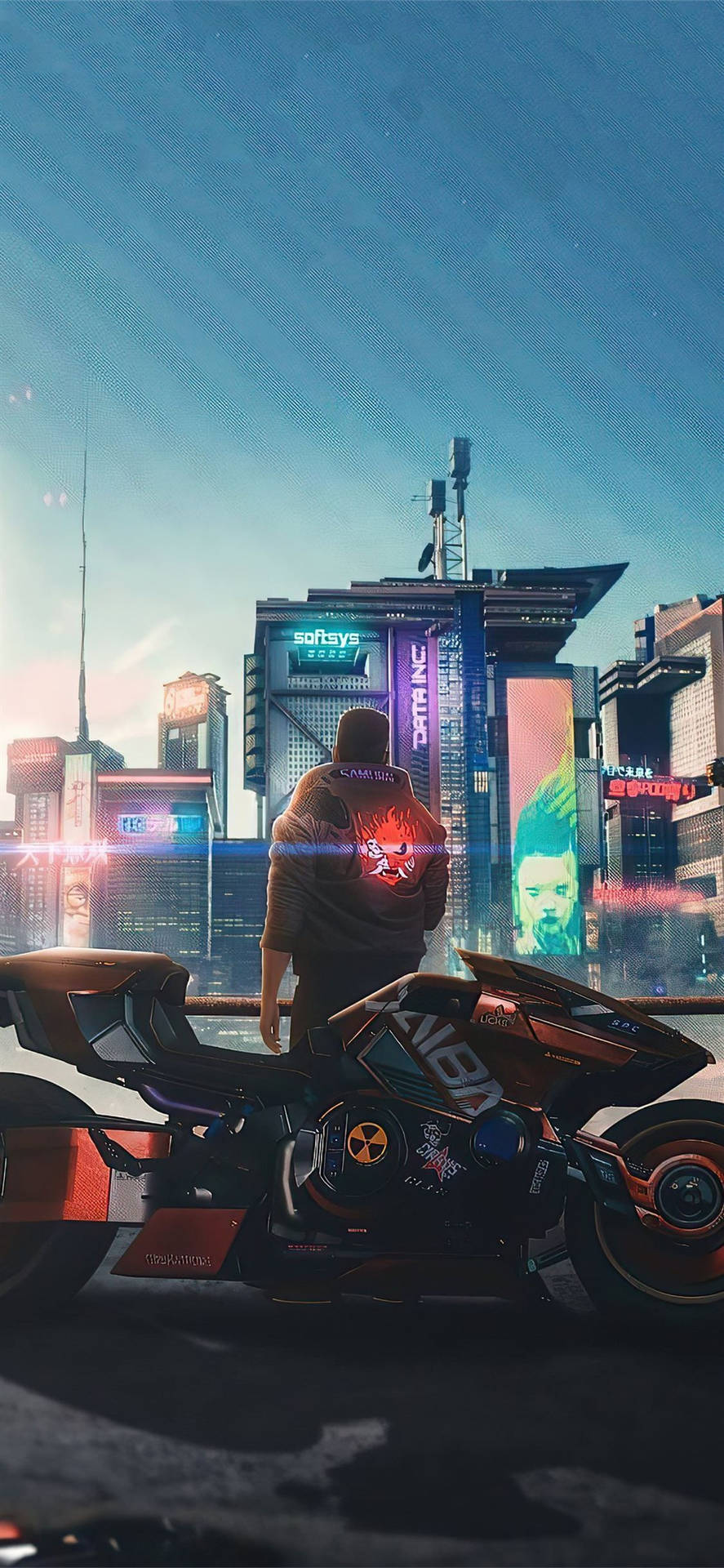 887x1920 Download Ct 3x Motorcycle Cyberpunk 2077 IPhone Wallpaper
