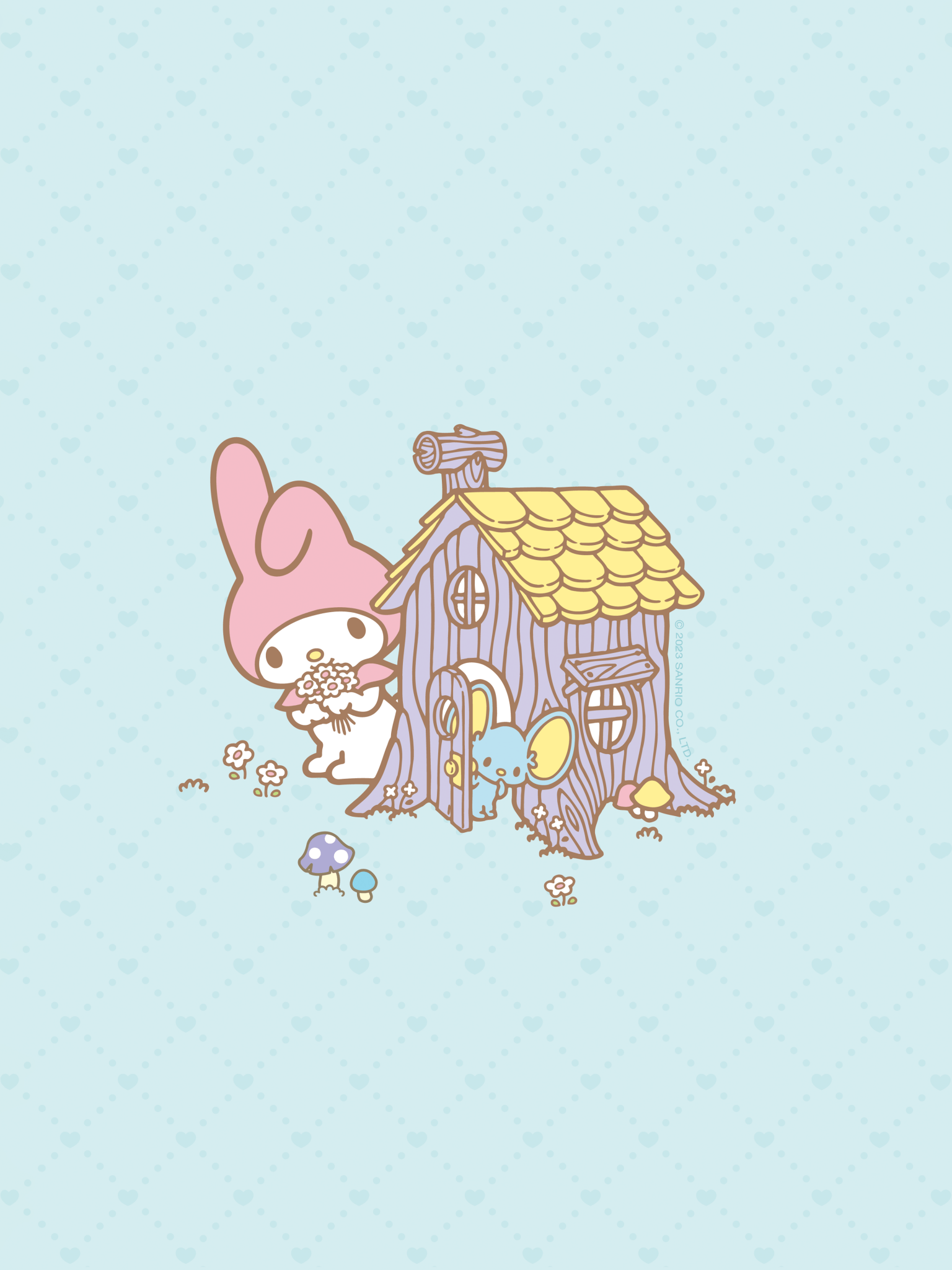 1536x2048 My Melody Wallpaper 4K, 8K, Cute cartoon, Hearts