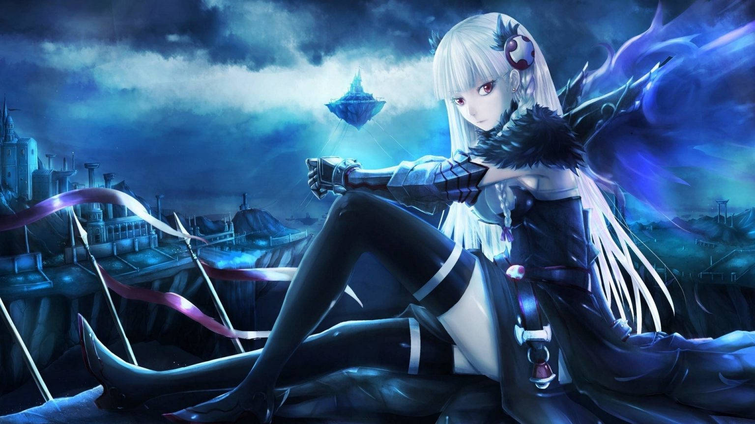 1536x864 Download Cool Night Core Anime Girl Wallpaper