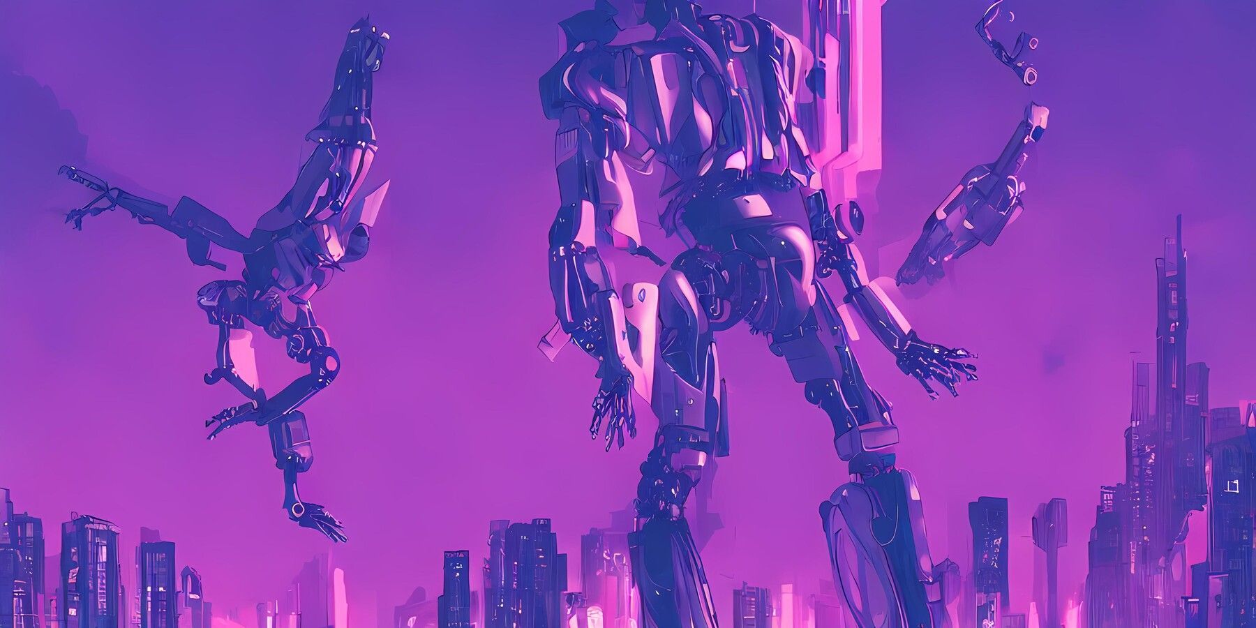 1800x900 Cyberpunk Acrobat Purple Robot 4k