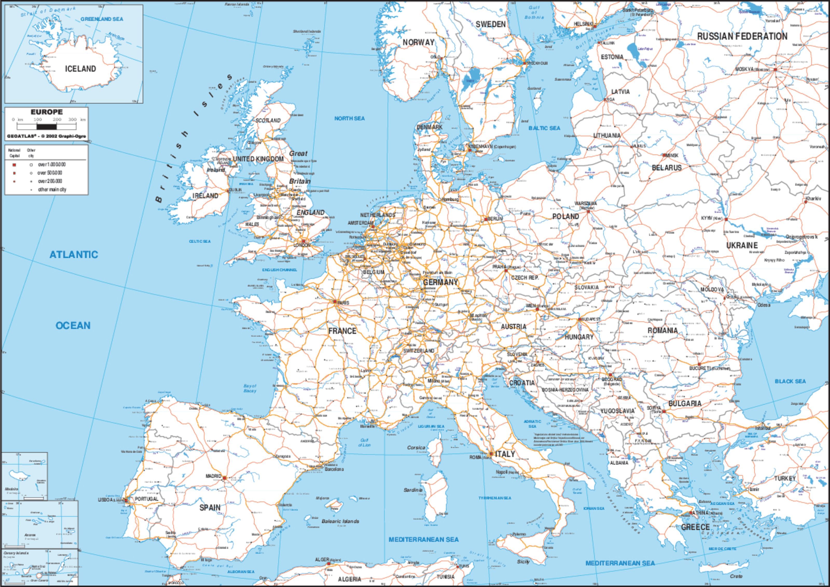 3200x2264 Europe 5 Map Wall Mural