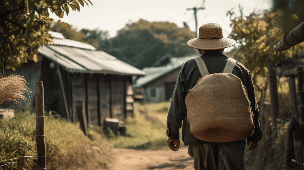 1200x673 Young Man Is Walking In The Country With A Sack On His Back Background, Country Life A Man With A Shoulder, HD Photography Photo, Plant Background Image And Wallpaper for Free Download