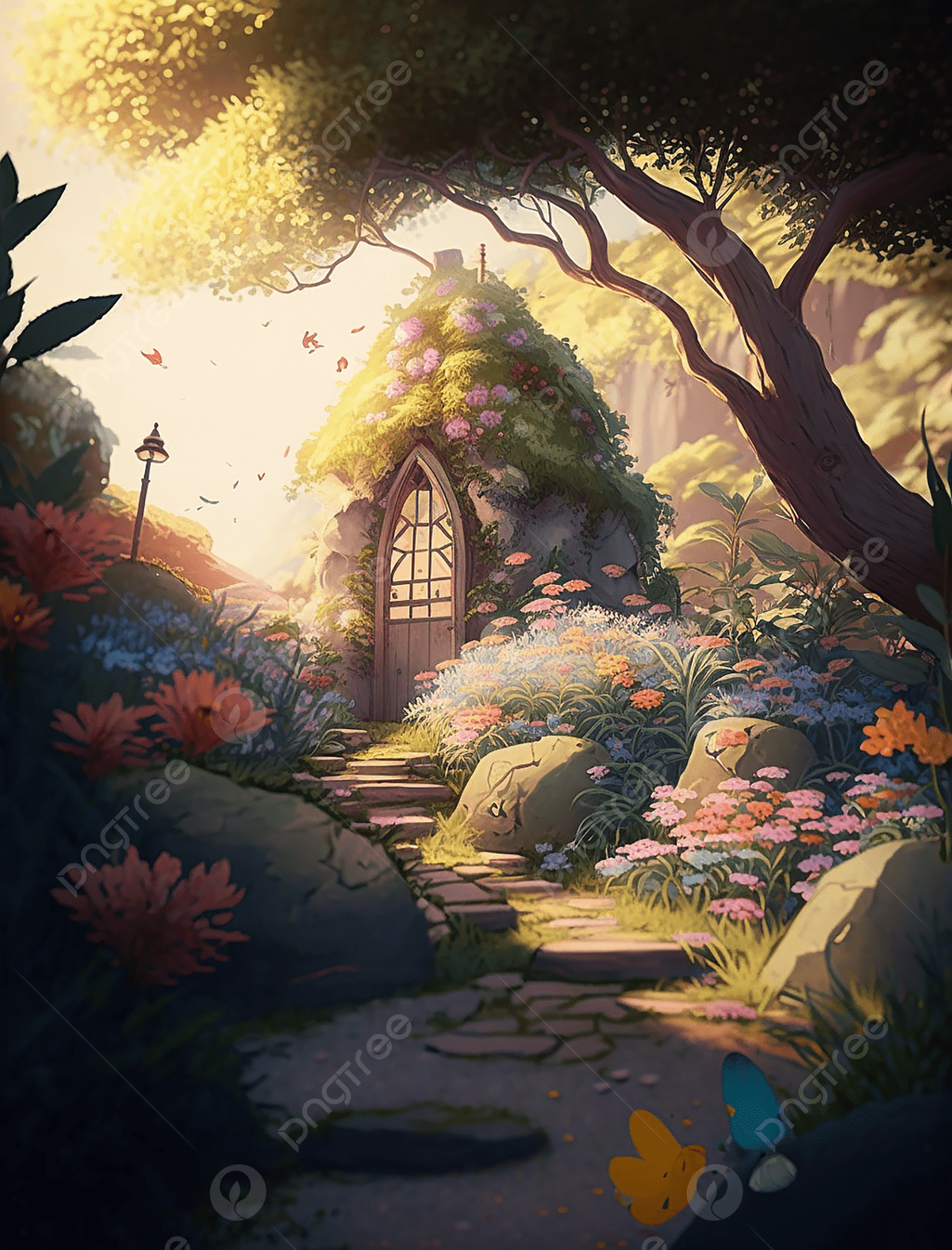 1200x1575 Romantic Fantasy Country Life Cottage Forest Oil Painting Decorative Painting Background Wallpaper Image For Free Download