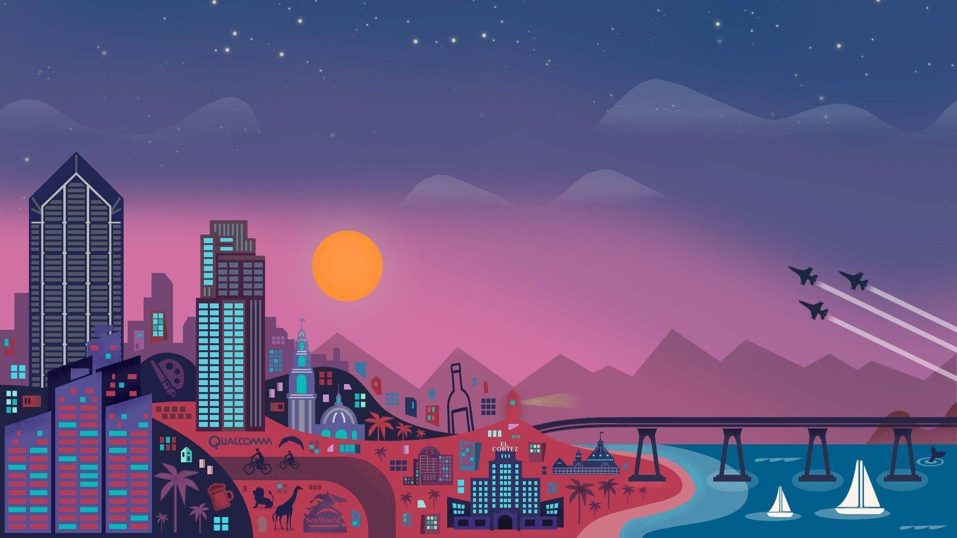 1920x1080 Download Aesthetic City Digital Artwork Wallpaper
