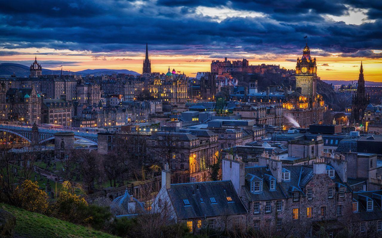 1280x800 Wallpaper Edinburgh Scotland night time Cities Houses