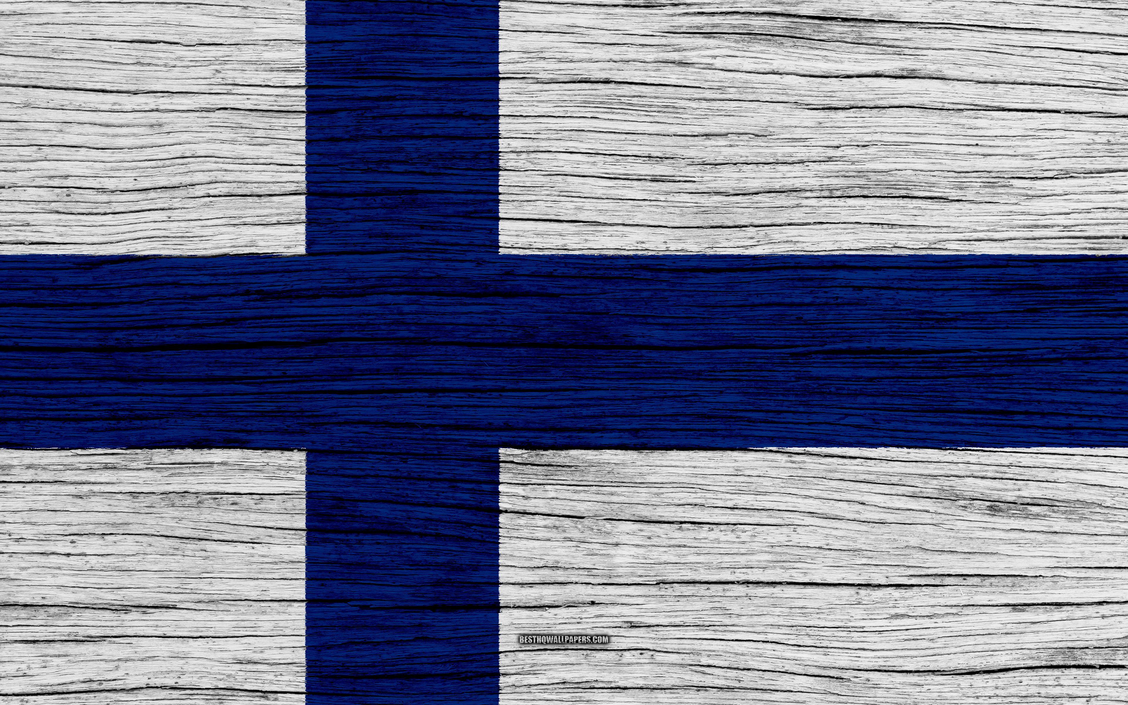 3840x2400 Download wallpaper Flag of Finland, 4k, Europe, wooden