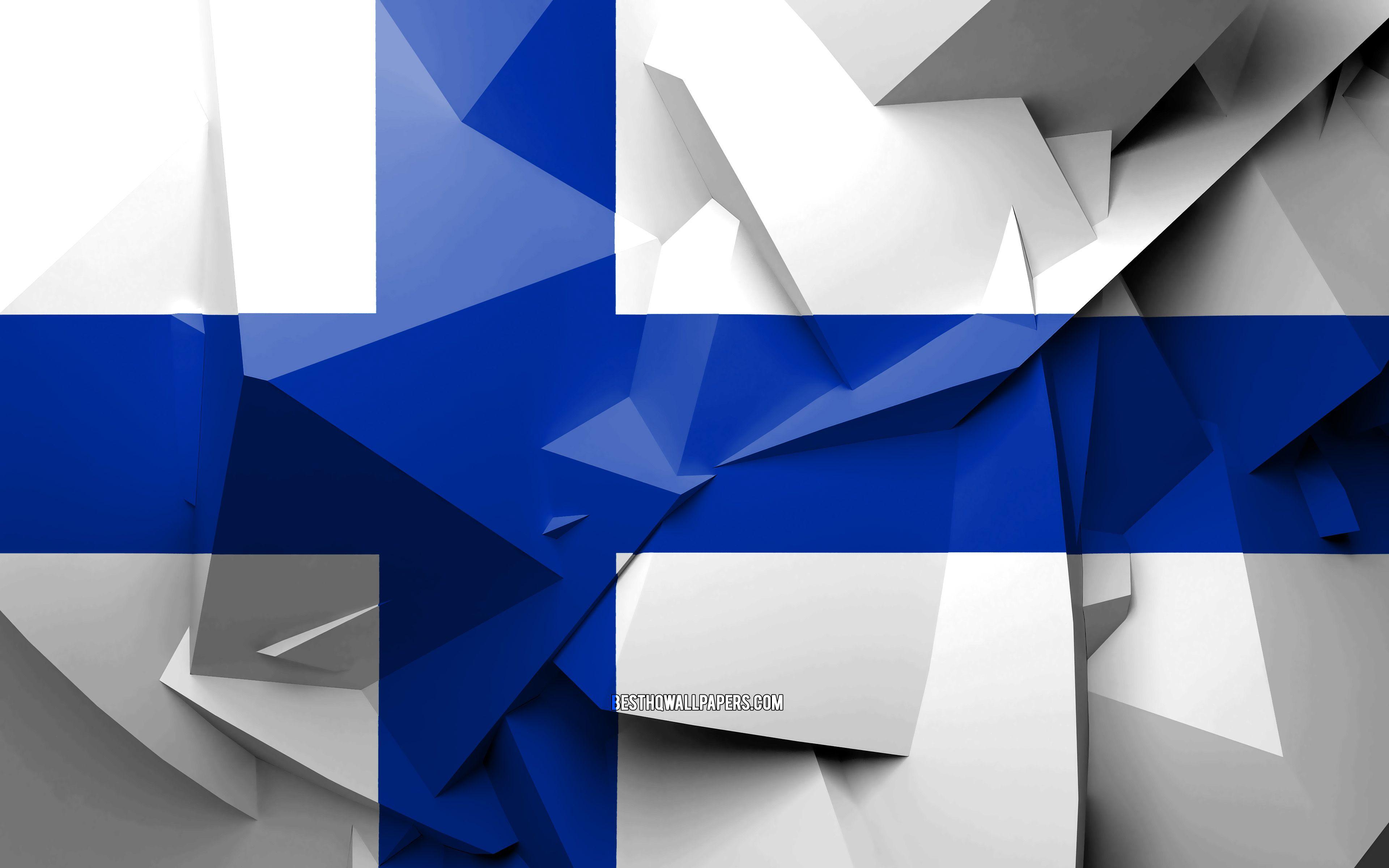 3840x2400 Download wallpaper 4k, Flag of Finland, geometric art