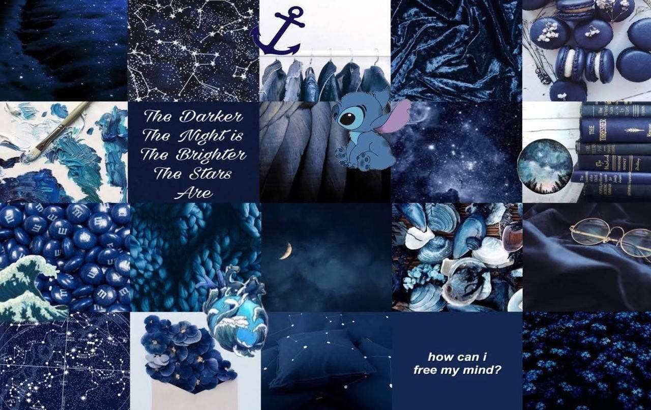 1280x806 Download Dark Blue Theme Aesthetic Collage Laptop Wallpaper