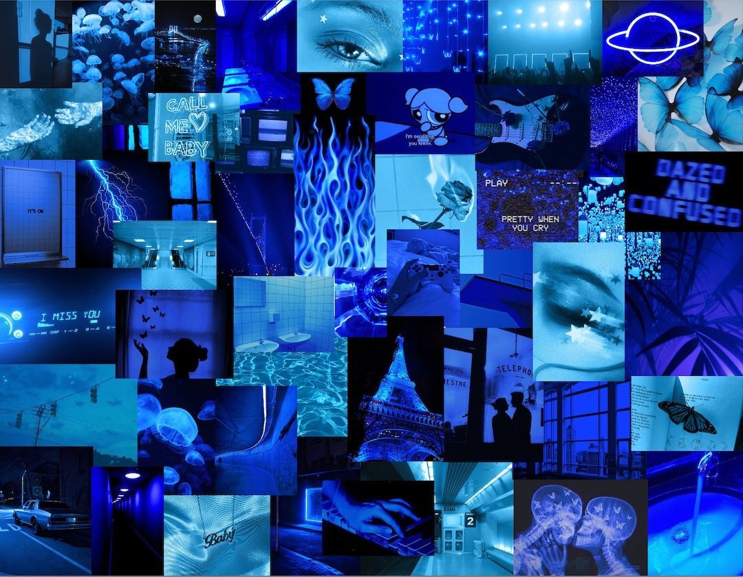 1080x838 Dark Blue Photo Collage Kit 50 Pc
