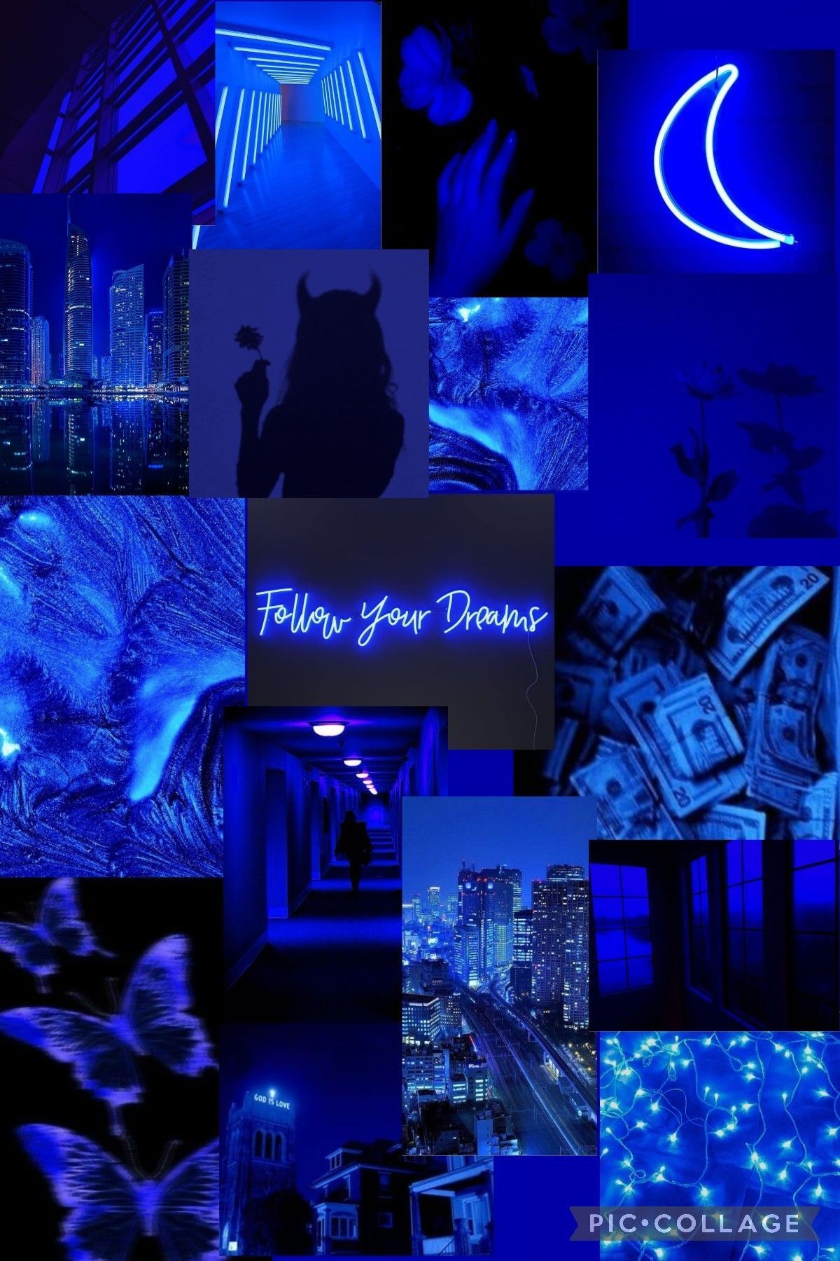 1200x1800 Neon blue aesthetic collage wallpaper. Blue background wallpaper, Dark blue wallpaper, Pretty wallpaper background