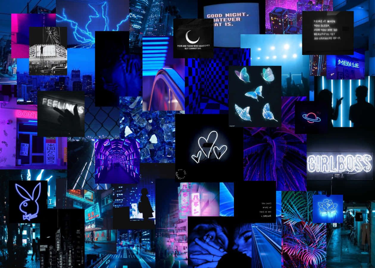 1260x900 Download Blue Aesthetic Collage Wallpaper
