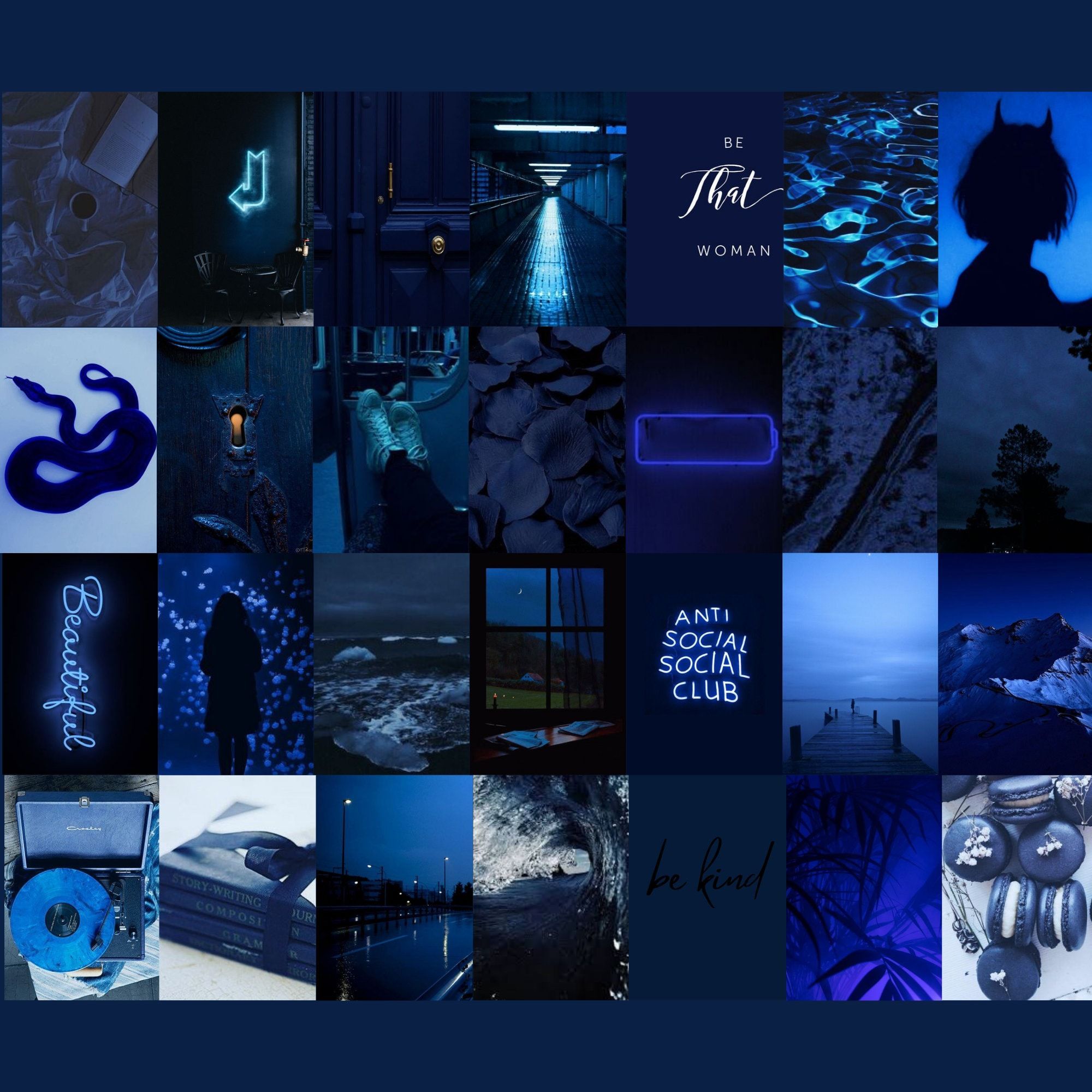 2000x2000 Navy Blue Photo Wall Collage Kit Blue Aesthetic Dark Blue