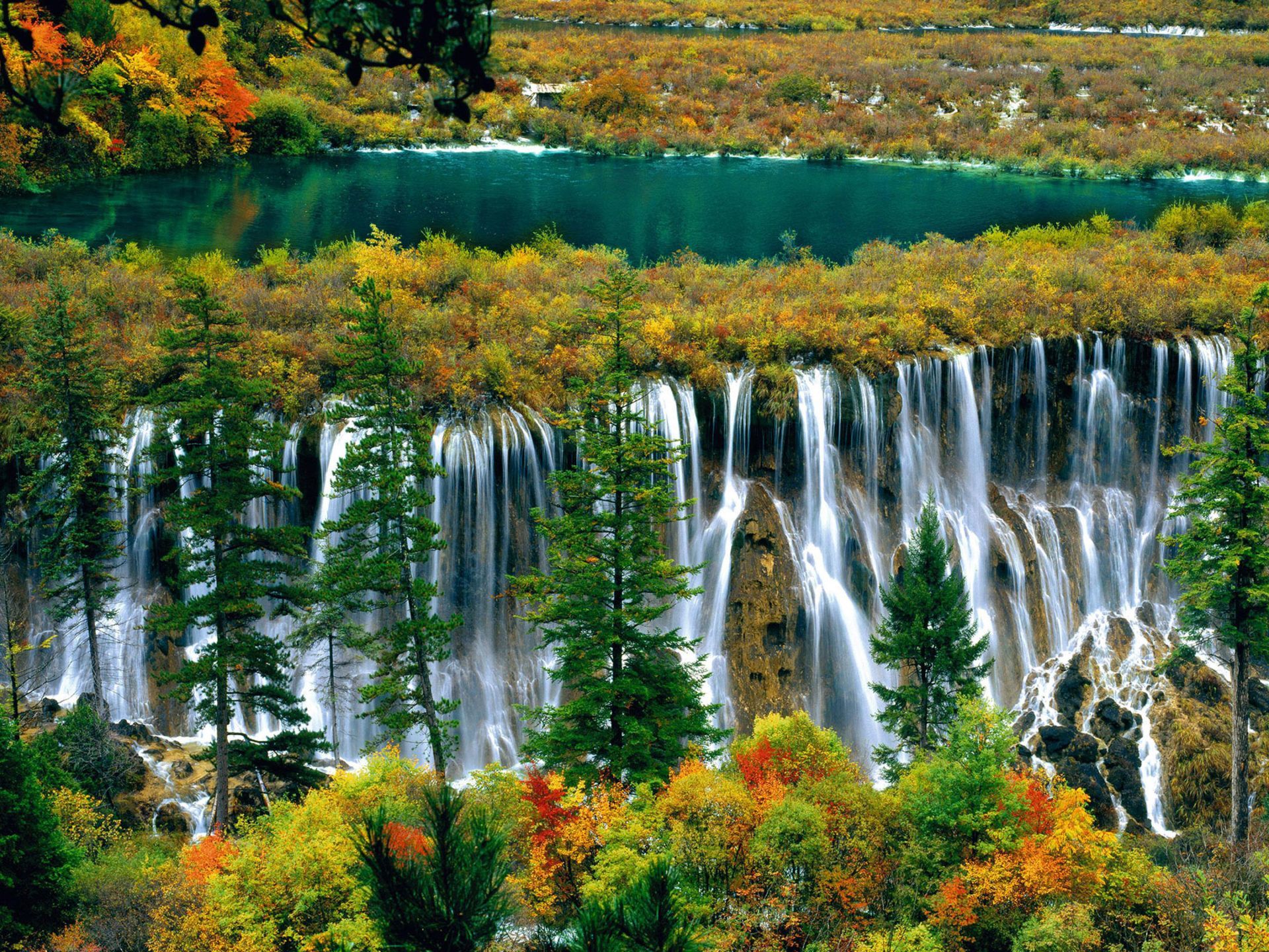 1920x1440 Nuorilang Waterfall Jiuzhaigou Sichuan China Beautiful Desktop HD Wallpaper For Pc Tablet And Mobile 2880x1620 :
