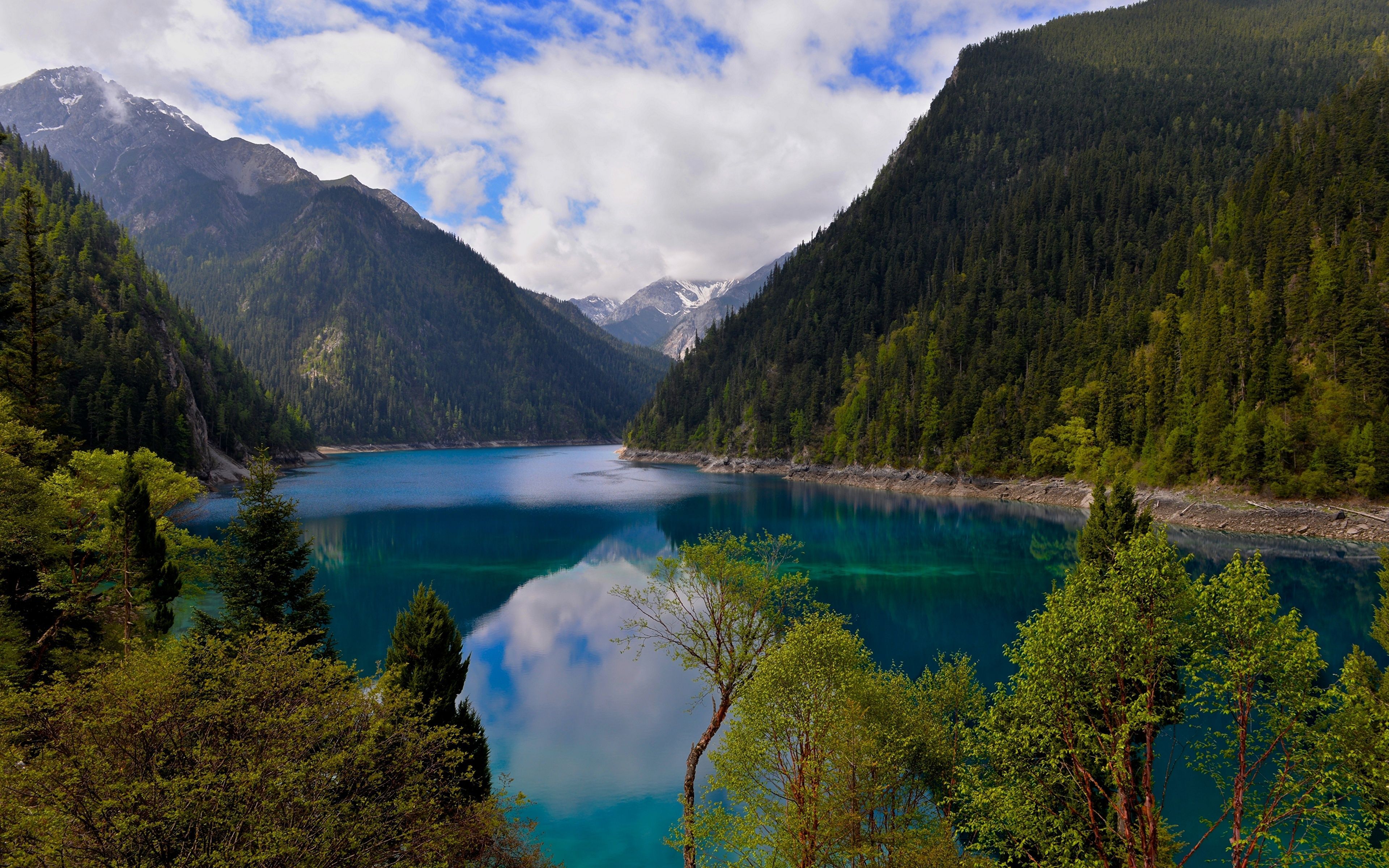 3840x2400 image Jiuzhaigou park China Long Lake Sichuan Minshan 3840x2400