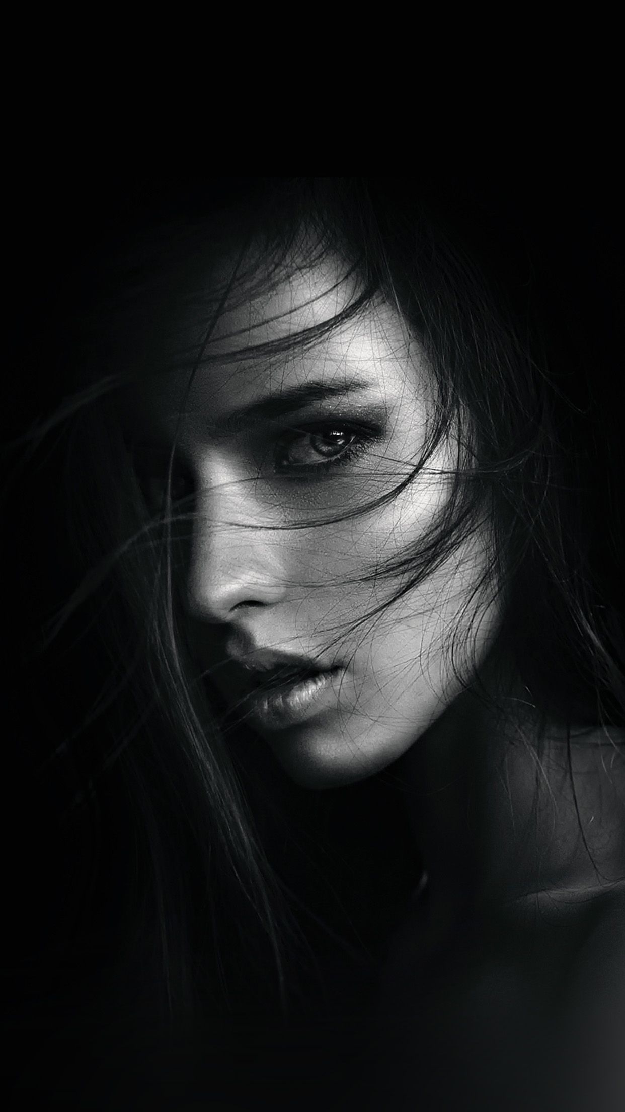 1242x2208 Dark Girl Face Wallpaper