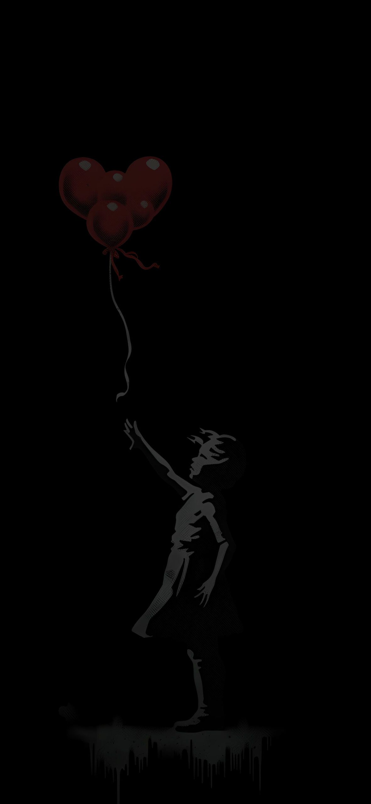 1181x2560 Banksy Balloon Girl Black Wallpaper Aesthetic Wallpaper