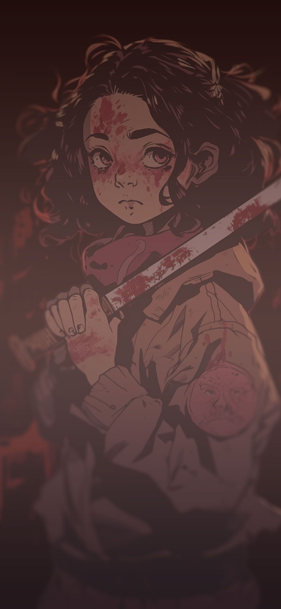1183x2560 Anime Girl with Sword Black Wallpaper Girl Wallpaper 4k