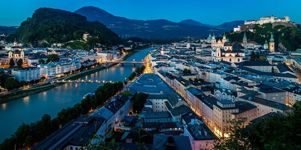 1280x640 Desktop Wallpaper Salzburg Austria Evening Cities Building