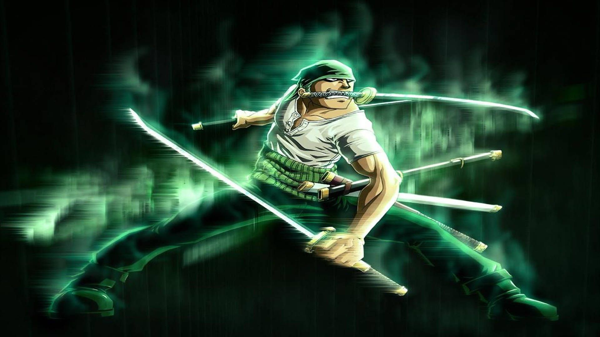 1920x1080 Download Roronoa Zoro Green Aura Wallpaper