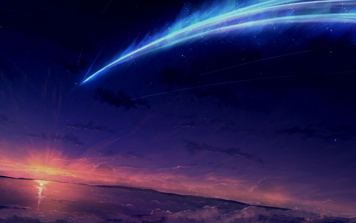 1440x900 Download wallpaper the sky, water, comet, Your Name., section art in resolution 1440x900