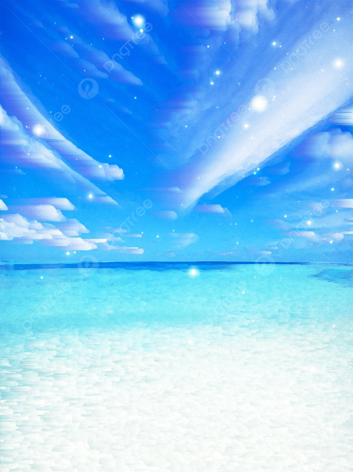 1200x1604 Romantic Anime Blue Sky White Clouds Sea Water Background Wallpaper Image For Free Download