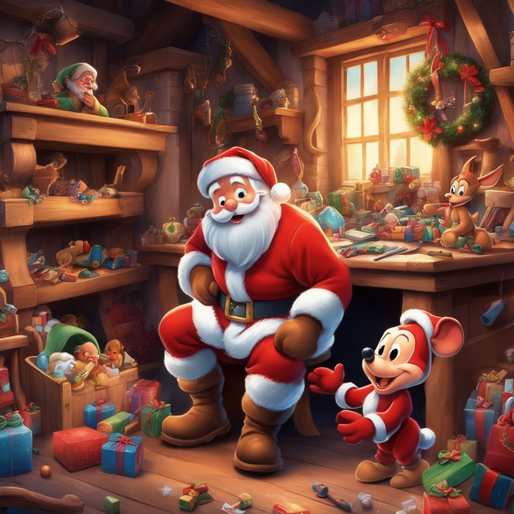 1024x1024 Michael Myers dressed as santa claus in santas workshop