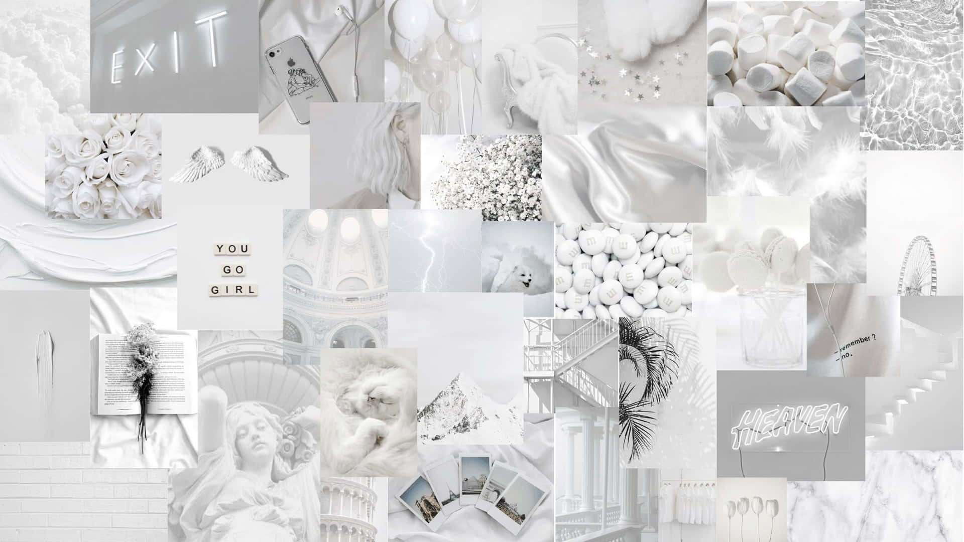 1920x1080 White Aesthetic Collage Wallpaper