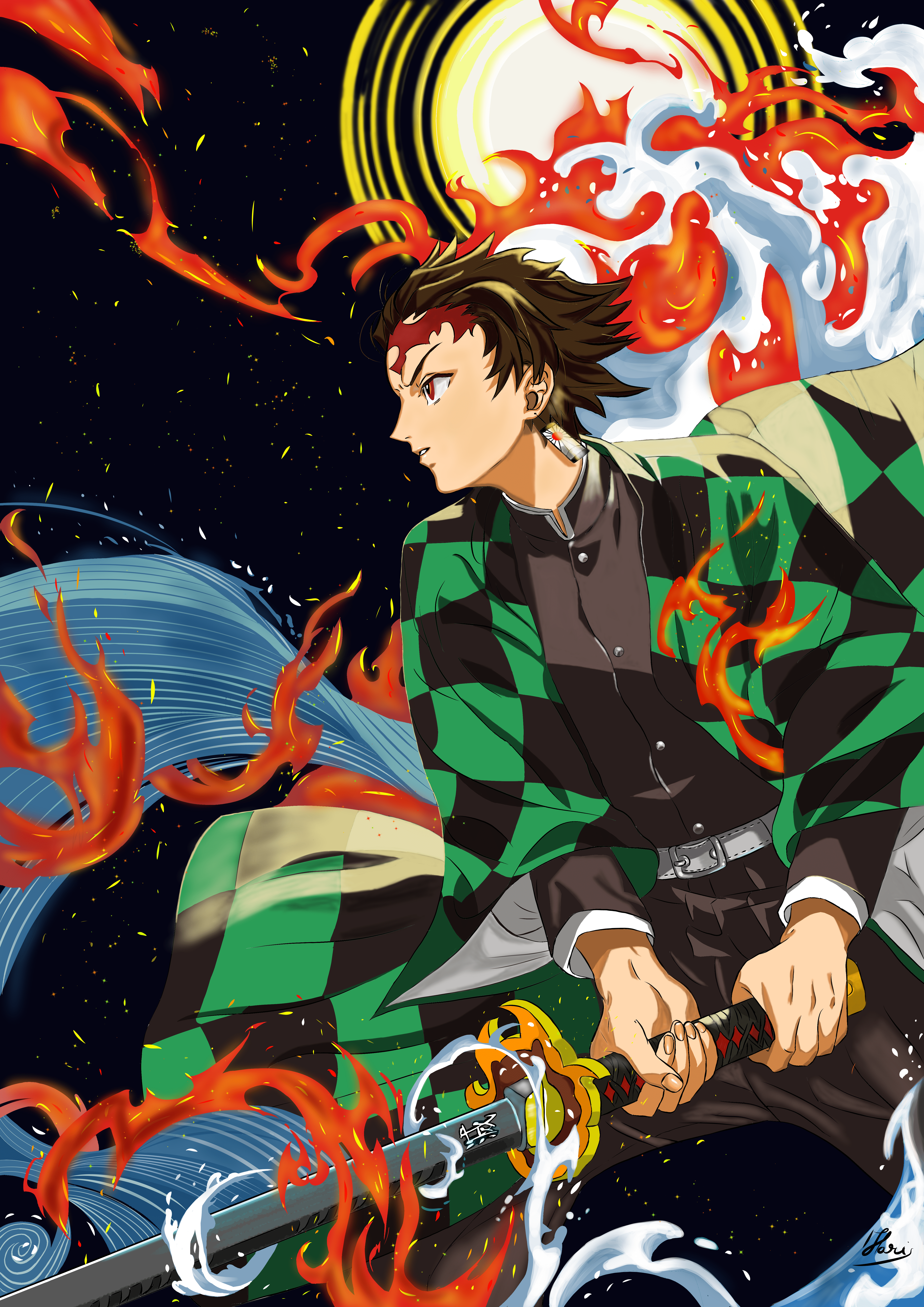 4960x7015 Kimetsu no Yaiba (Demon Slayer) Tanjiro Kamado Haris ART street
