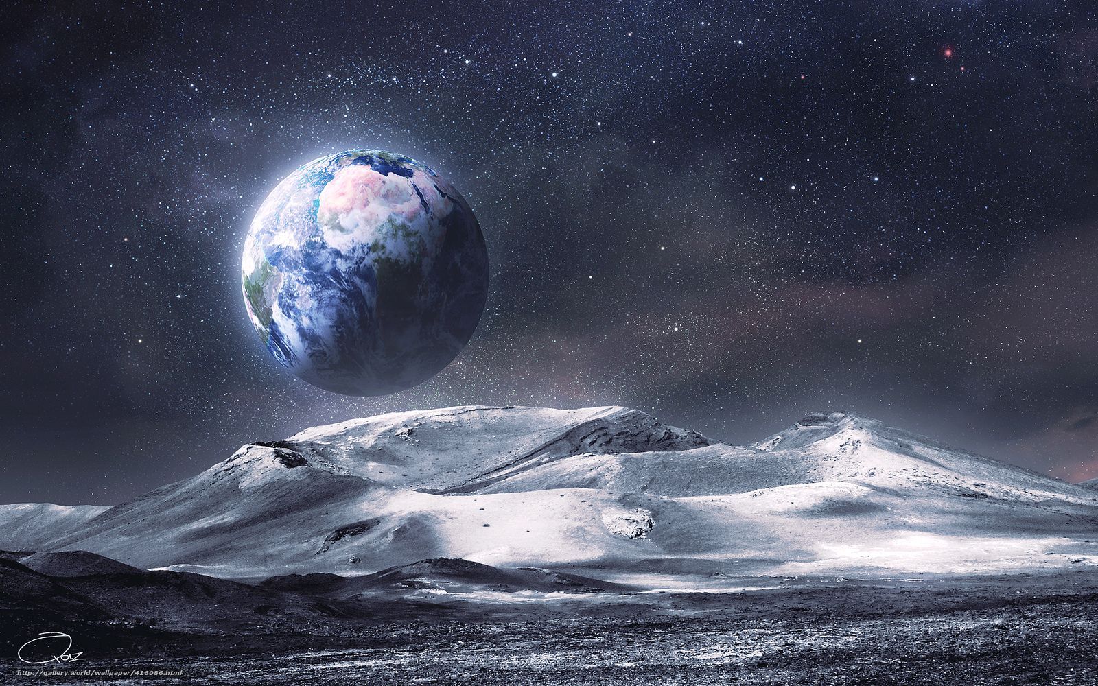 1600x1000 Download wallpaper Art, moon, land, surface free desktop wallpaper in the resolution 1920x1200