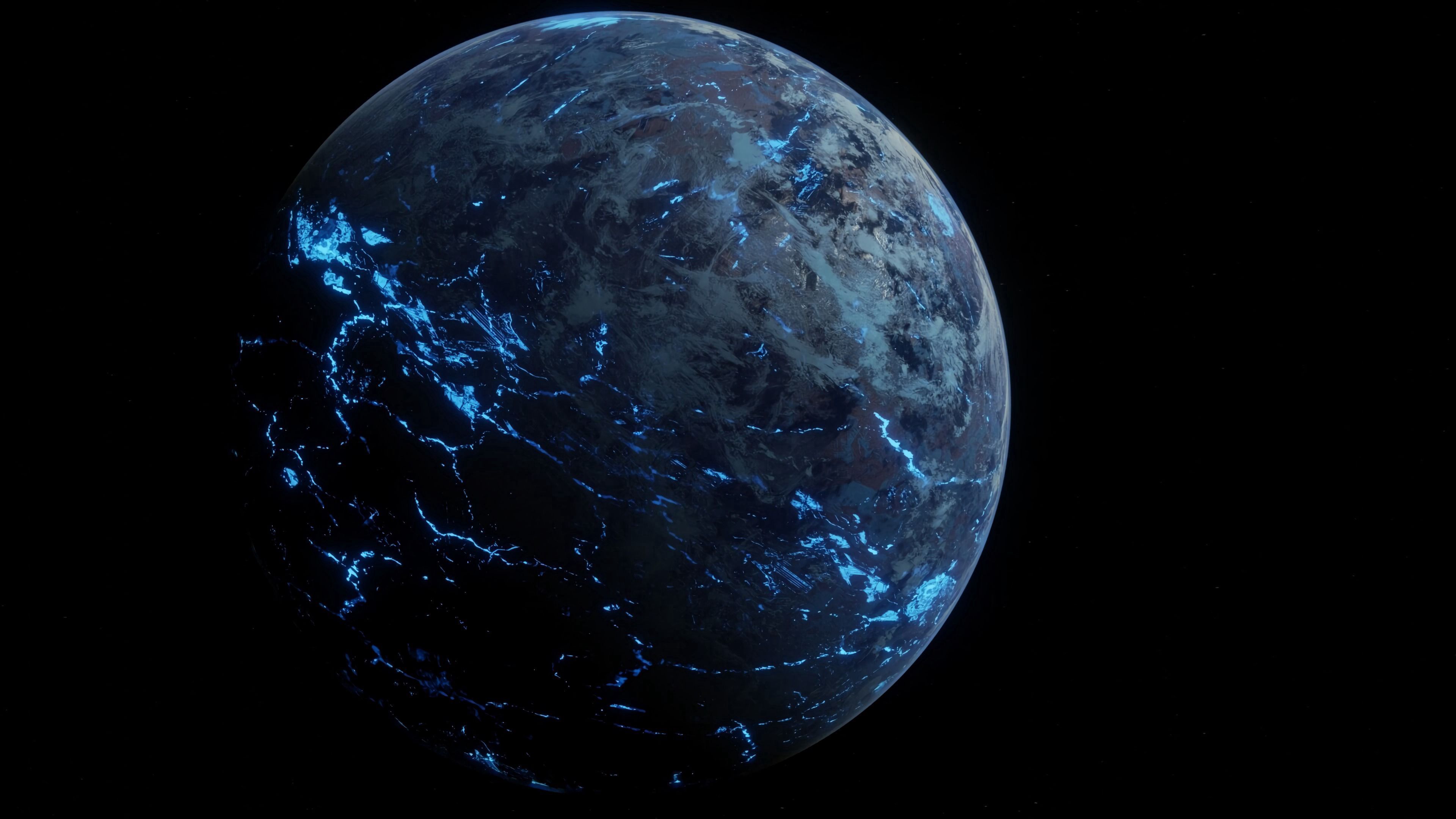 3840x2160 Mobile wallpaper: Planet, Sphere, Universe, Dark, Surface, 64046 download the picture for free