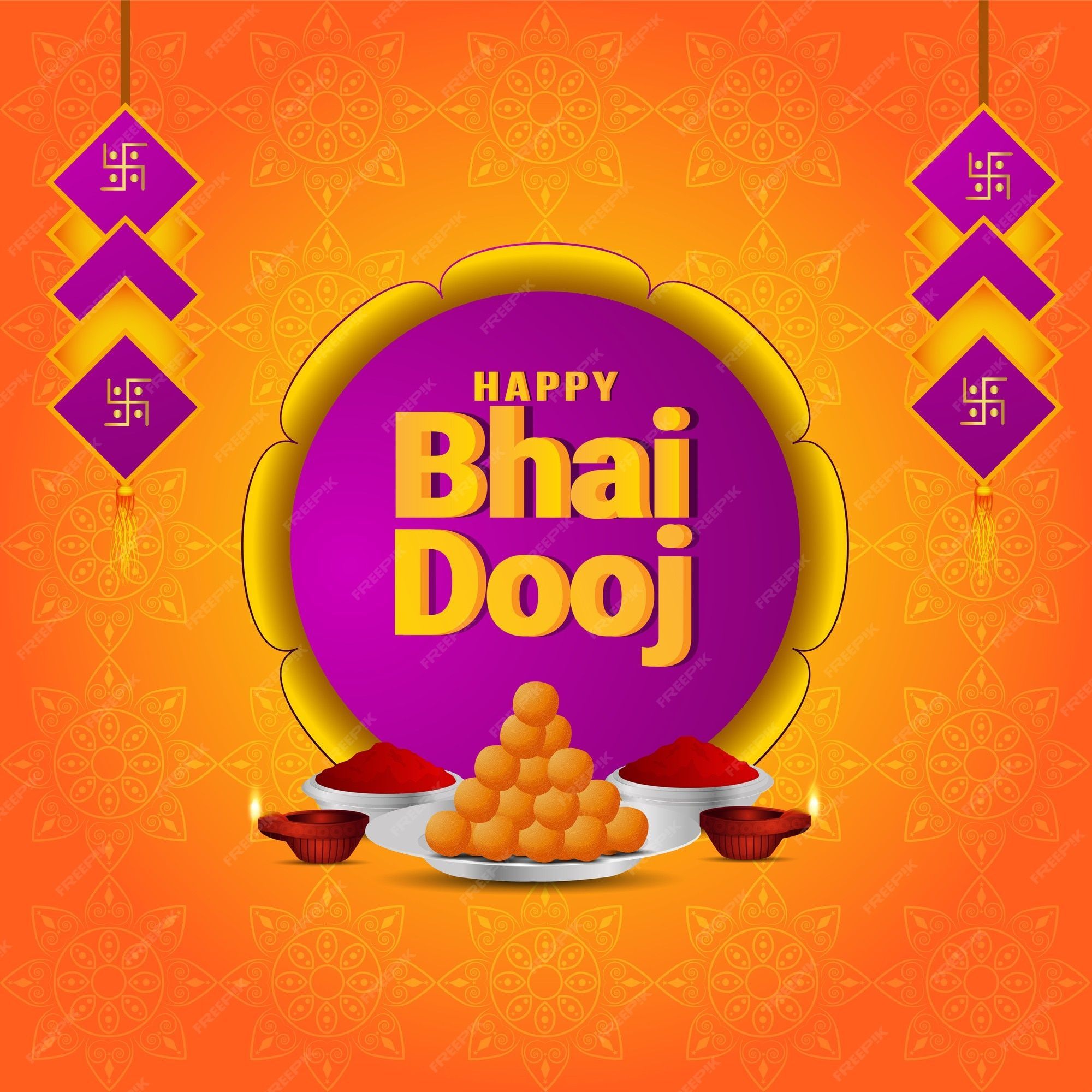 2000x2000 Premium Vector. Happy bhai dooj background and creative diya