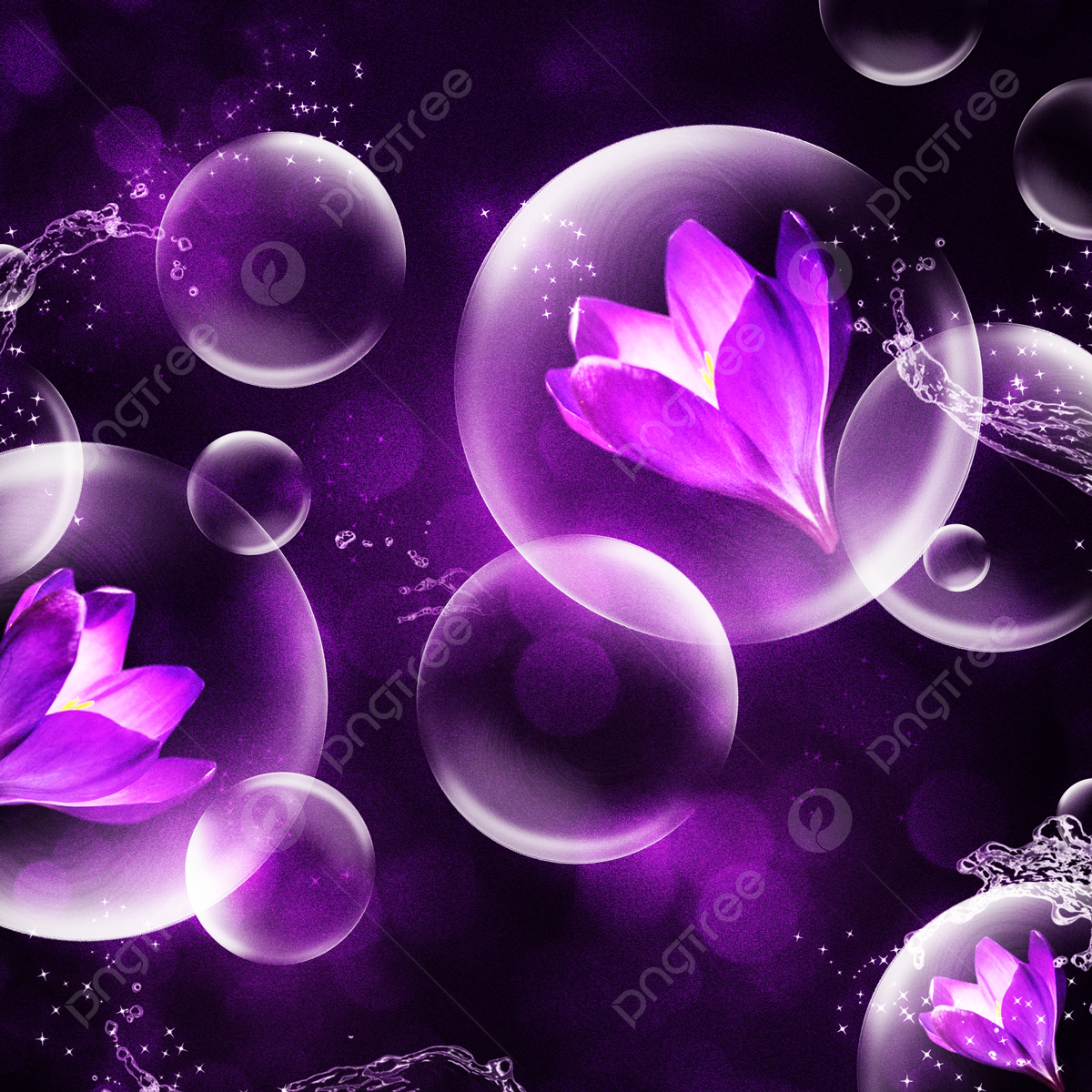 1200x1200 Seductive Dark Purple Flower Water Bubbles Background, Purple, Bubbles, Background Background Image And Wallpaper for Free Download