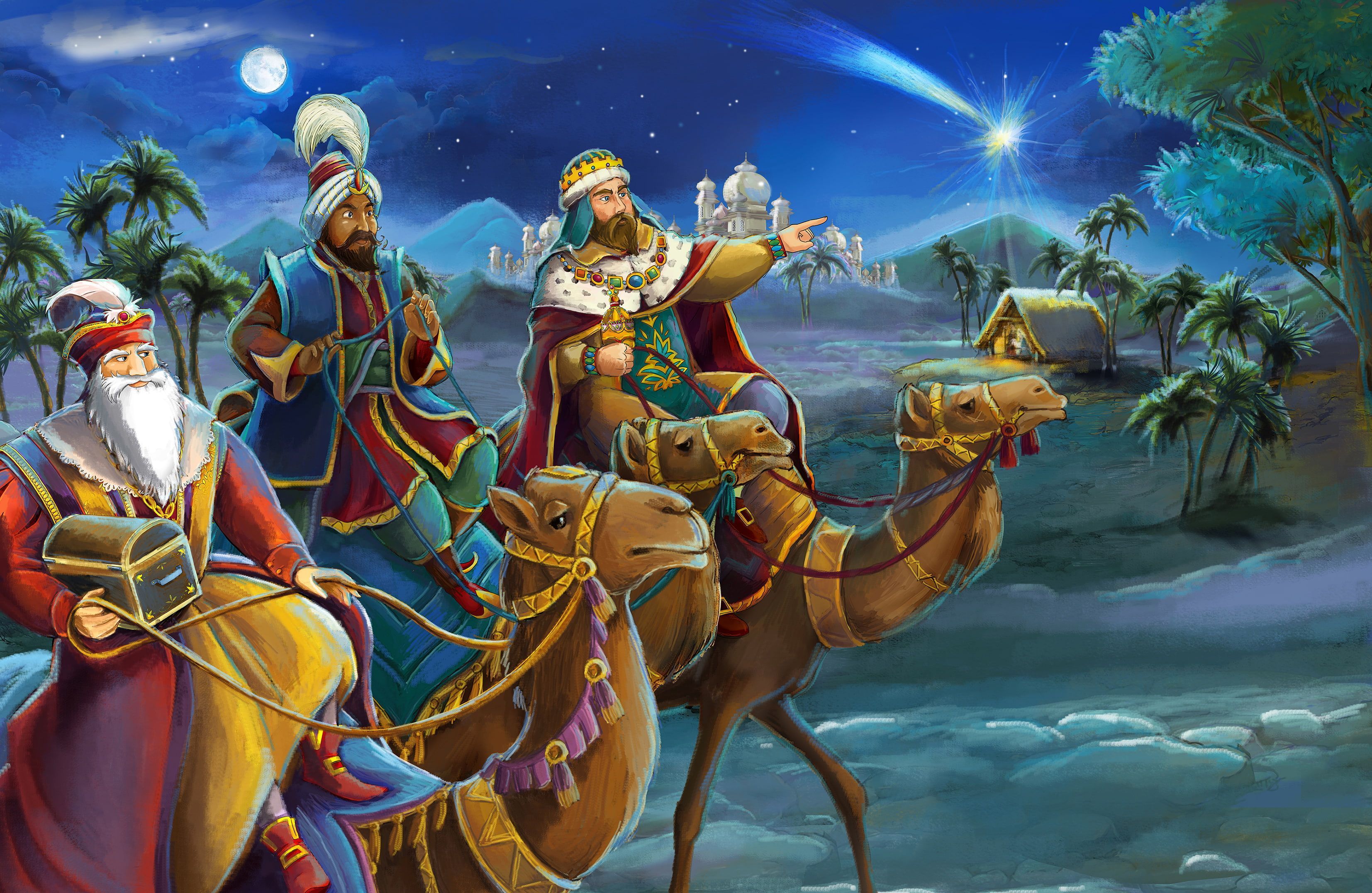 3307x2153 three kings illustration #desert #camels #Melchior Biblical Magi the Magi #Gaspar #Balthazar K #wallpaper #hdwallpaper. Biblical magi, Three kings, Bible image