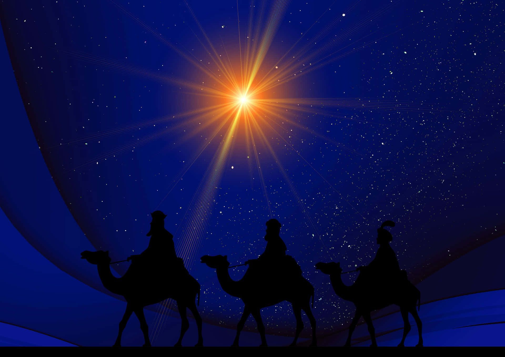 1920x1358 Download Three Wise Men Riding Camels In The Night Sky