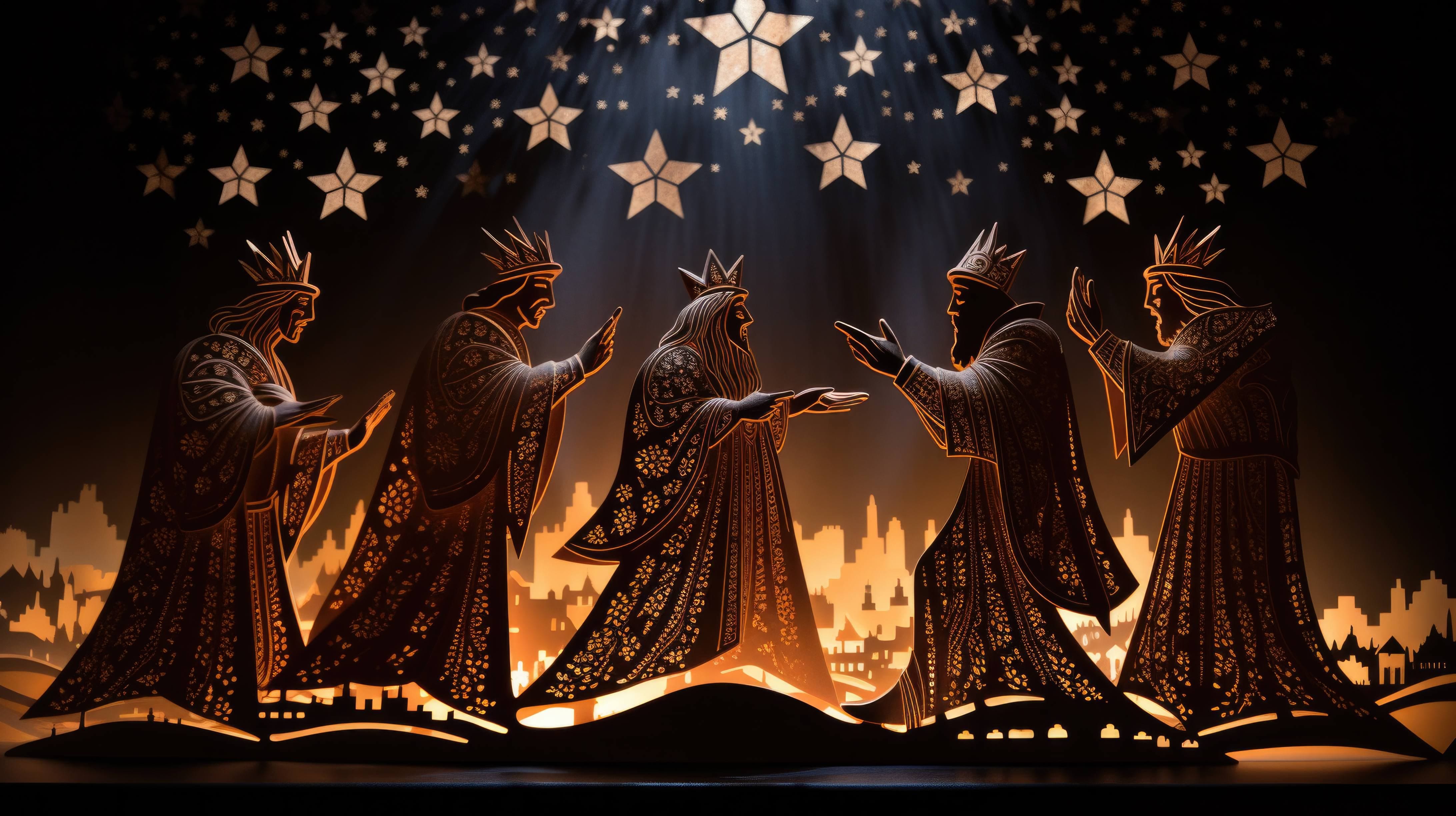 4368x2448 Free AI art image of papercut three wise men