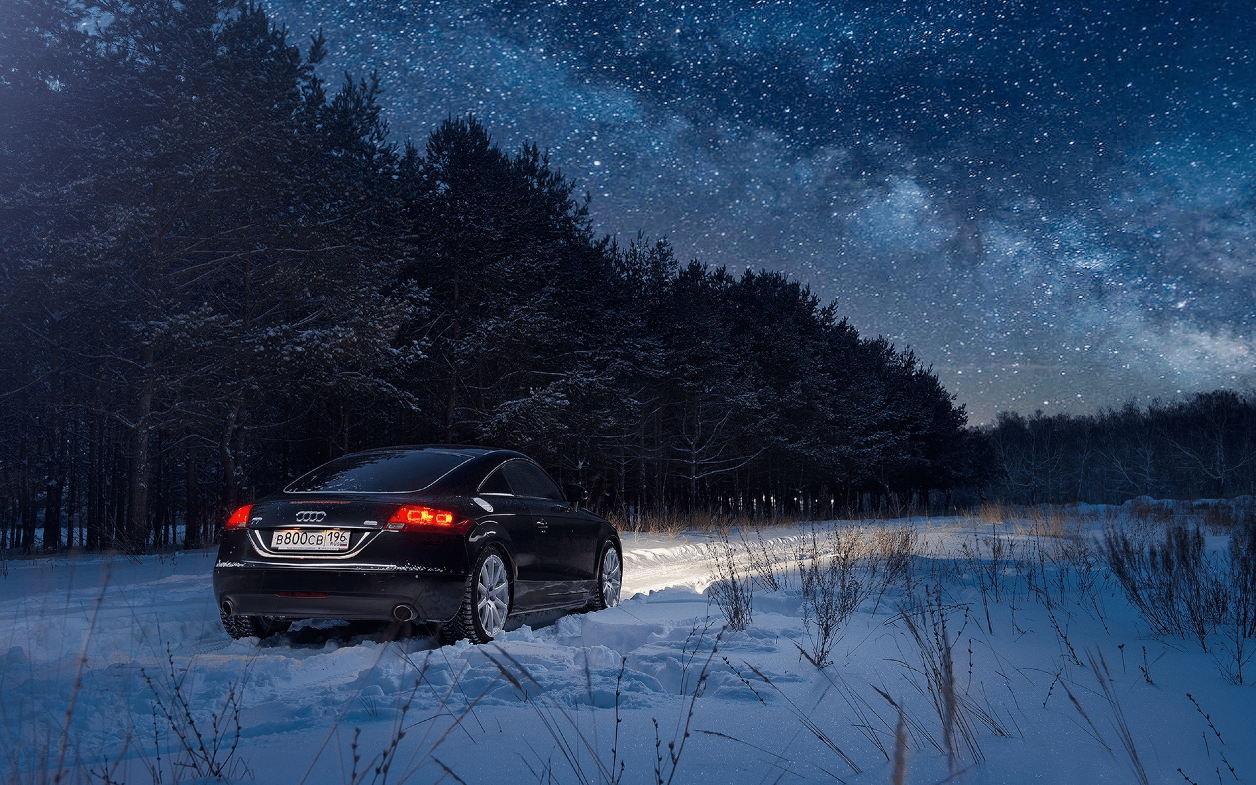 2560x1600 Download 2560x1600 audi, winter, night, forest, snow, cars, audi tt Wallpaper