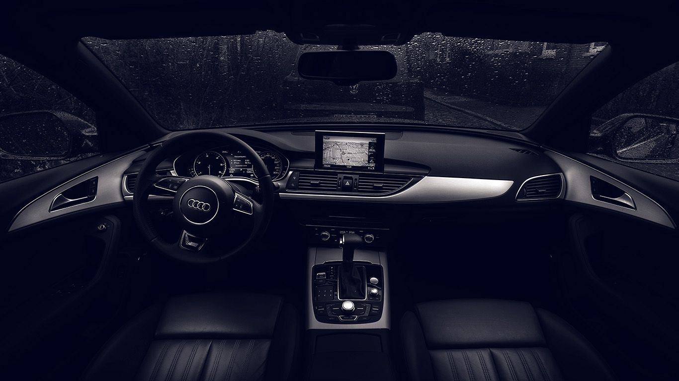 1366x768 wallpaper for desktop, laptop. audi car interior dark blue