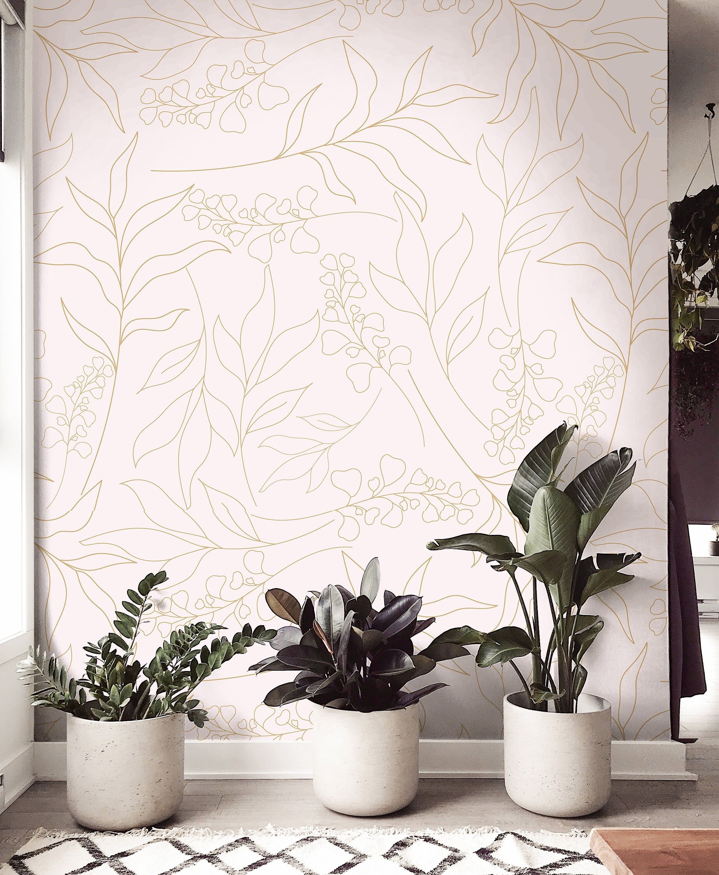 2466x3000 Wallpaper Peel and Stick Wallpaper Cream Floral Outline Minimalist Removable Wallpaper Wall Decor Home Decor Wall Art Room Decor 3910 JamesAndColors