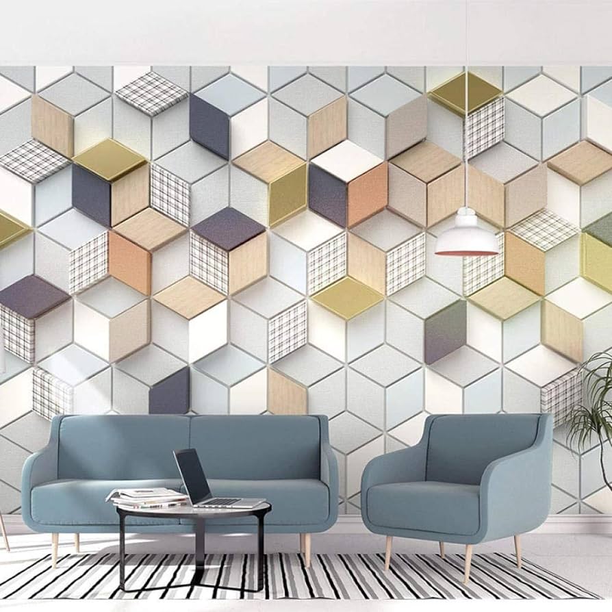 894x894 SIBUHUAU Modern Minimalist Interior Background Wall Decoration Mural 3D Solid Geometric Lattice Wallpaper Living Room