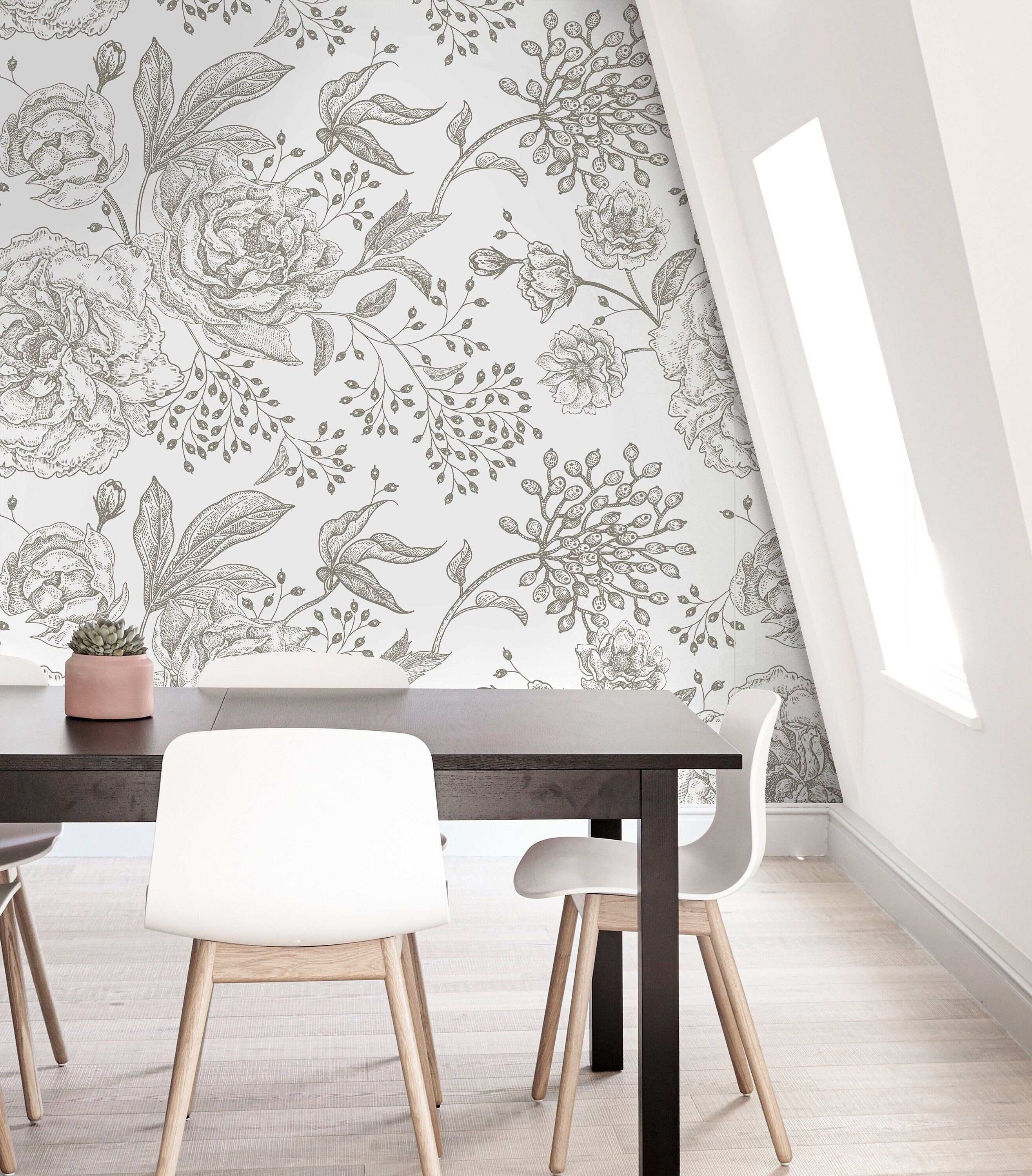 2632x3000 Wallpaper Peel and Stick Wallpaper Large Floral White Minimalist Modern Removable Wallpaper Wall Decor Home Decor Wall Art Room Decor 41 JamesAndColors