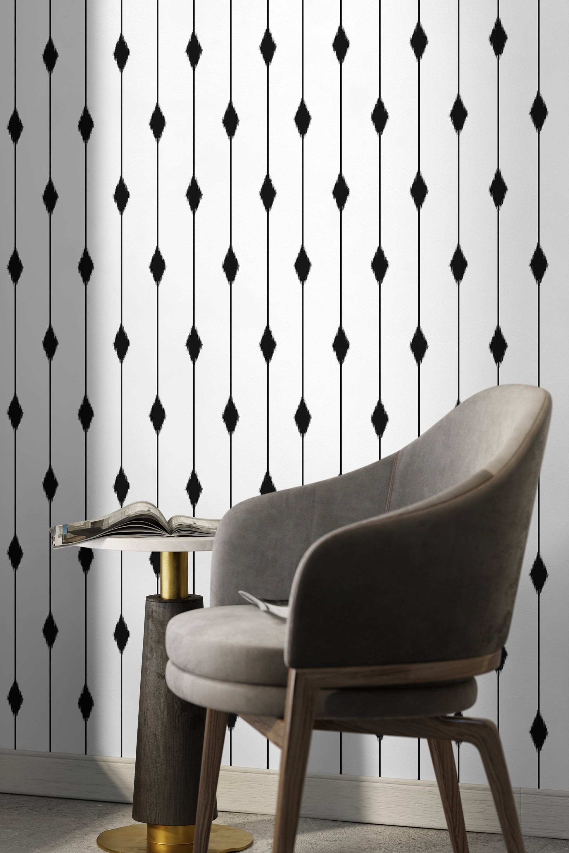 1946x2919 Black and White Minimalist Wallpaper / Peel and Stick Wallpaper Remova