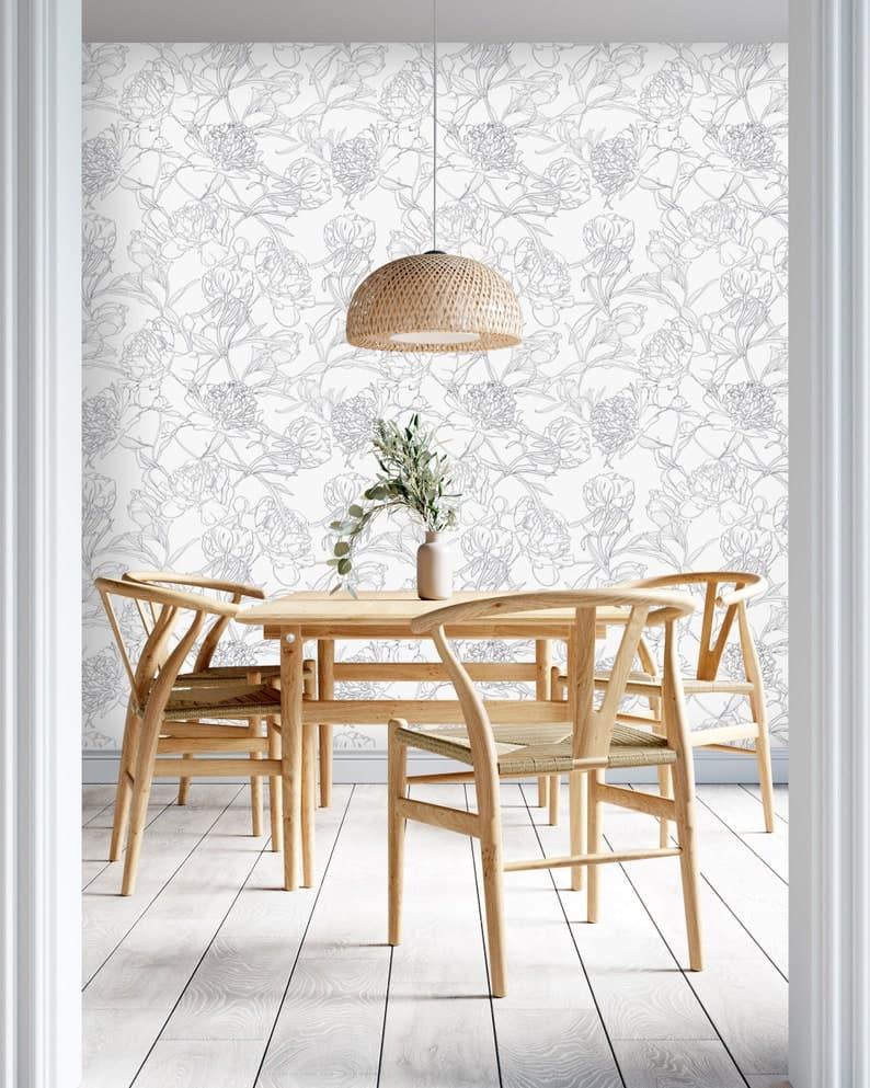 794x993 Neutral Minimalist Floral Peony Wallpaper